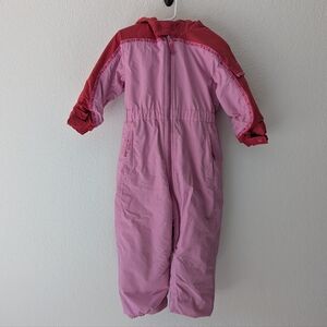REI Toddlers Girls 4T Pink Fleece Snowsuit Kids Hooded Ski Snowboard Insulated